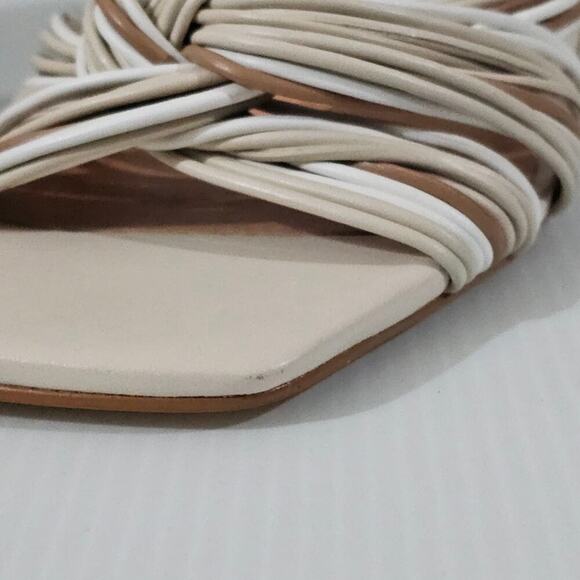 Andre Assous Kelsie Sandal Womens 9 Cream Tan Leather Jute Twist Slide Mule - Picture 7 of 14